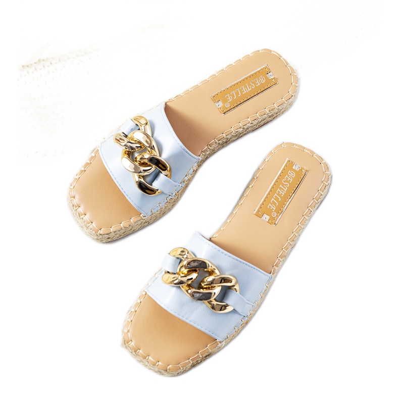 Blaue Sandalen mit Kette Cairo