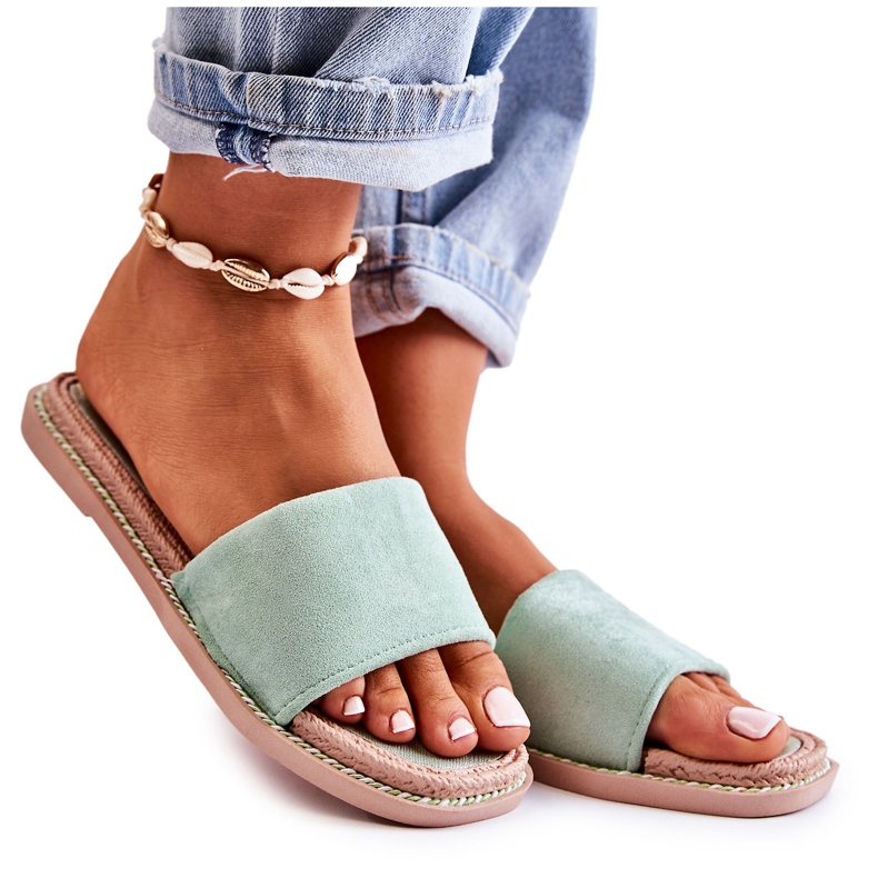 FJ1 Wildleder Damenhausschuhe Sunset Green grün