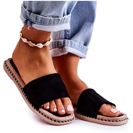 FJ1 Schwarze Hausschuhe für Damen aus Wildleder Sunset