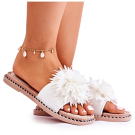 FJ1 Damen-Wildlederhausschuhe mit weißer Giorgia-Verzierung