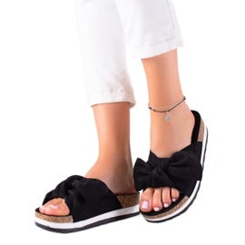 Marquiz Hausschuhe auf der Plattform mit Schleife schwarz