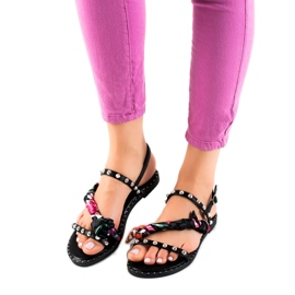 Cm Paris Modische Sandalen mit Zirkonia schwarz