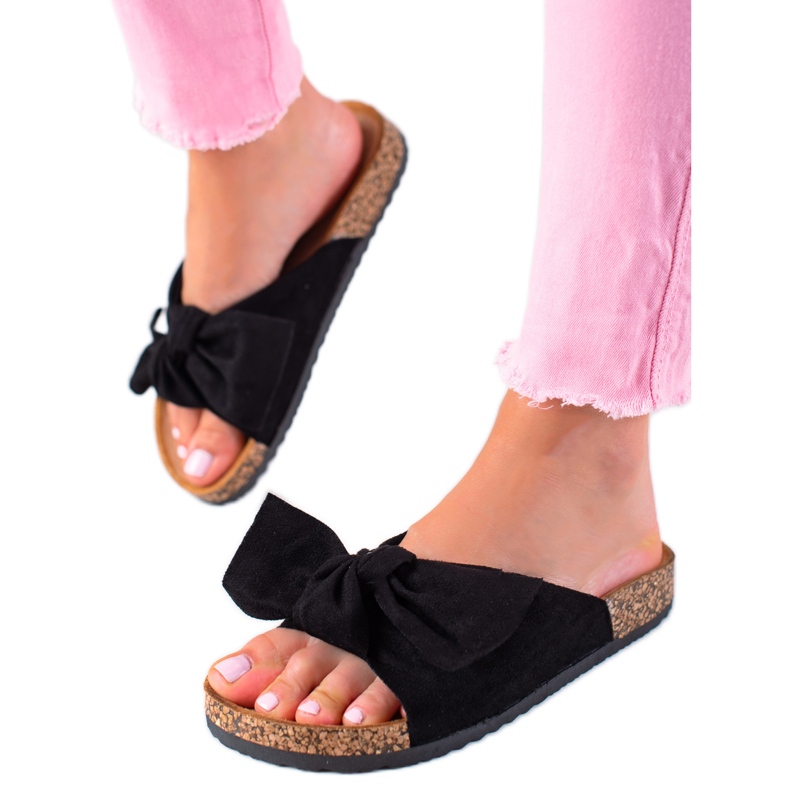 Bequeme stilvolle Hausschuhe schwarz