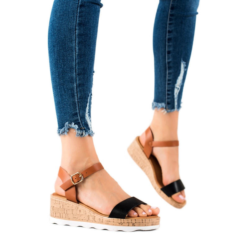 Cm Paris Klassische Keilsandalen braun schwarz