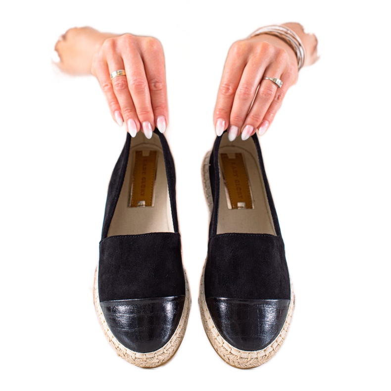 DK Schwarze Espadrilles auf der Plattform