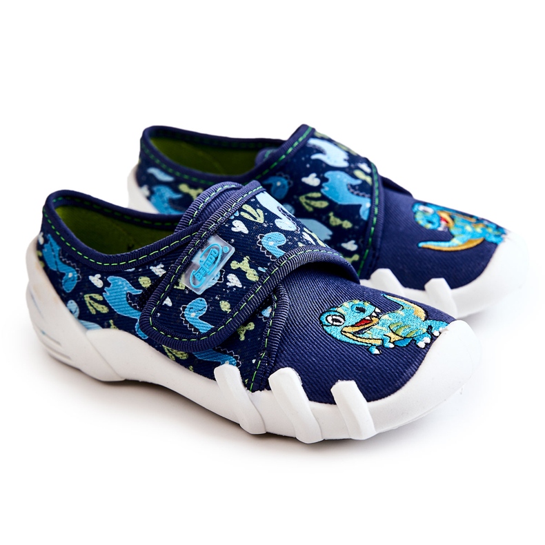 BEFADO S.A. Schuhe Hausschuhe Befado Klettverschluss Dinosaurier 273X341 Marineblau navy blau