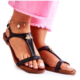 S.Barski Bequeme Damensandalen mit schwarzer Sabrine-Verzierung