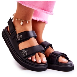 S.Barski Damensandalen mit schwarzer Elly-Dekoration