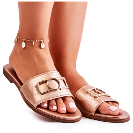 PE1 Klassische Damenhausschuhe mit goldener Sherri-Verzierung