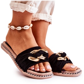 FK1 Wildlederpantoffeln mit dekorativer schwarzer Louie-Kette