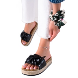 MIKA Schimmernde schwarze Hausschuhe