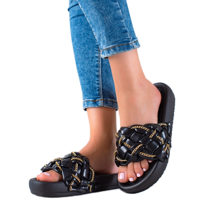 Seastar Stilvolle Hausschuhe mit Ketten schwarz