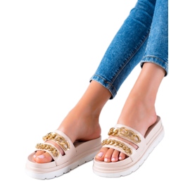 WELLSPRING Mode Hausschuhe mit Ketten beige