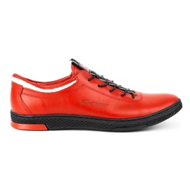 Polbut Herren Leder Freizeitschuhe K23 rot mit schwarz