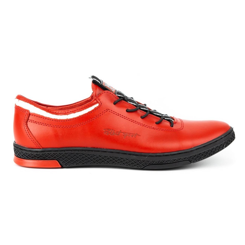 Polbut Herren Leder Freizeitschuhe K23 rot mit schwarz