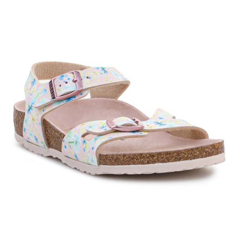 Birkenstock Rio Kids 1022232 Sandalen mit pastellfarbenem Blumenmuster rosa