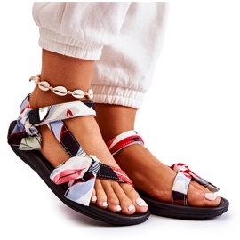 PM1 Rote Caprisa-Sandalen mit Klettverschluss für Damen weiß