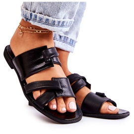 Bequeme Damenhausschuhe aus Leder Maciejka 05549-01 Schwarz