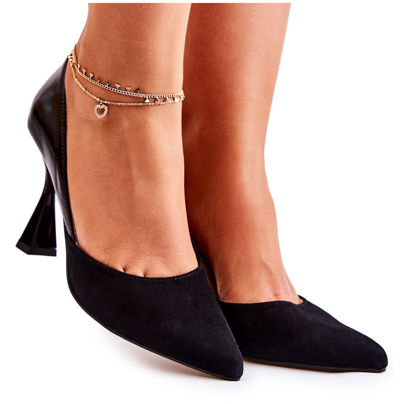 PA2 Modische Lederpumps in Spitz Black Mailla schwarz