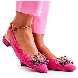 PA2 Ballerinas mit hohen Absätzen aus Wildleder mit rosa Elena-Dekoration