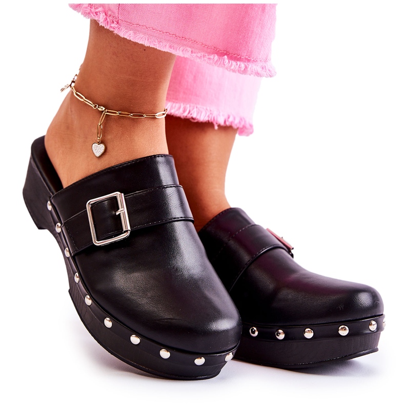 FS1 Damenhausschuhe Clogs On Heel Black Ivette schwarz