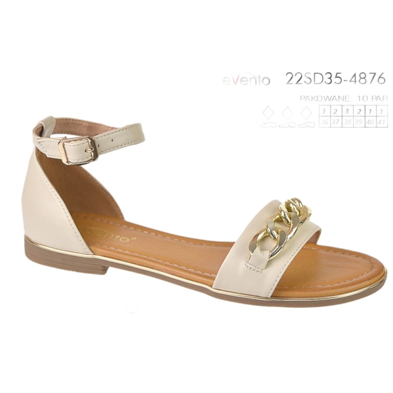 Evento Frauensandalen mit Goldkette 22SD35-4876 Beige
