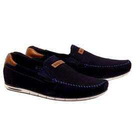Lederslipper Bugatti M HH153084 marineblau braun