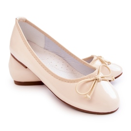 S.Barski Kinder-Ballerinas aus Lackleder mit Schleife, beige