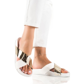 Groto Gogo Schimmernde WEISSE UND GOLDENE Hausschuhe weiß