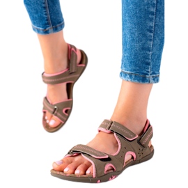 SANDIC Sportsandalen mit Klettverschluss braun rosa