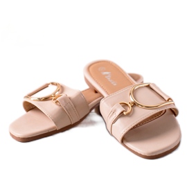 SHELOVET Elegante Hausschuhe mit Ornament beige