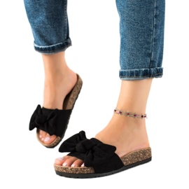 Queentina Wildlederhausschuhe mit Schleife schwarz