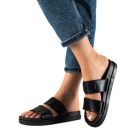 SHELOVET Schwarze Hausschuhe mit Schnalle