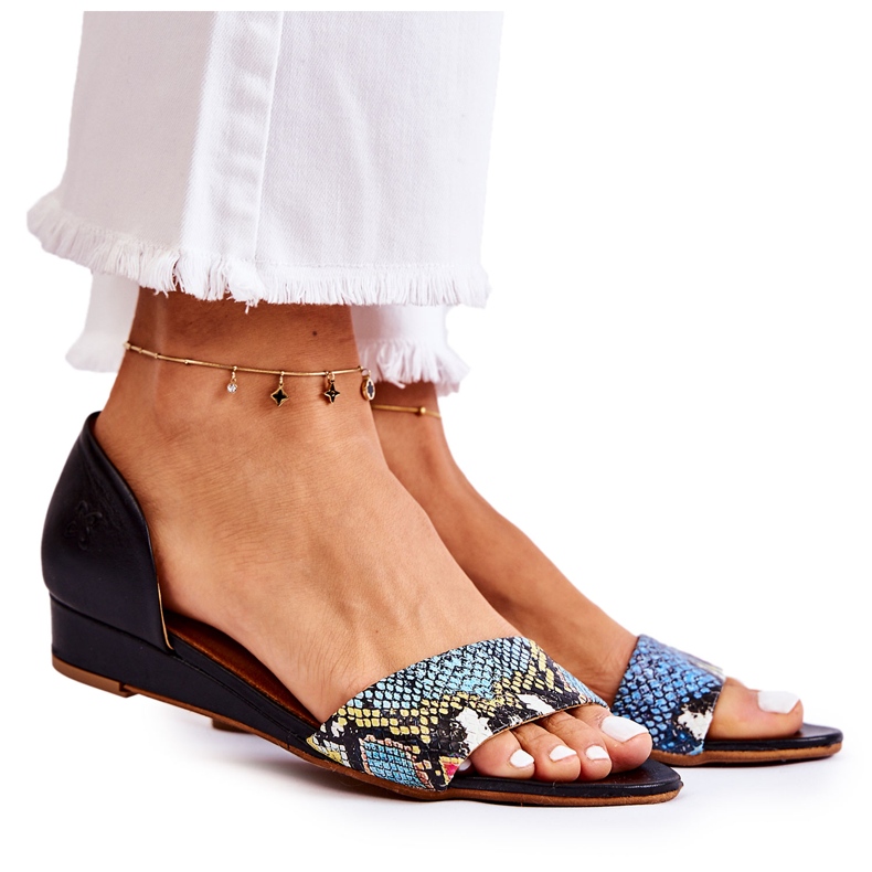 Leder Maciejka 1971-63 Schwarze Sandalen mehrfarbig