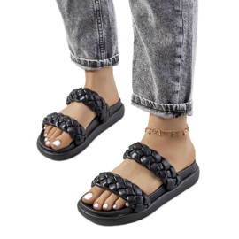 Schwarze Angas-Hausschuhe