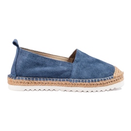 T.Sokolski Leder-Espadrilles auf der Plattform marineblau