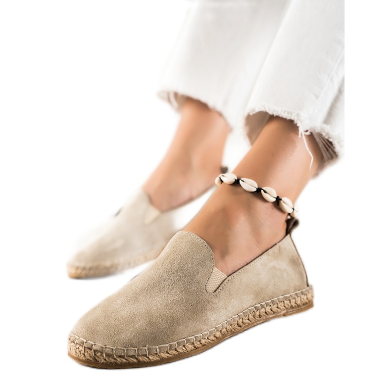T.Sokolski Klassische Espadrilles aus Leder beige braun