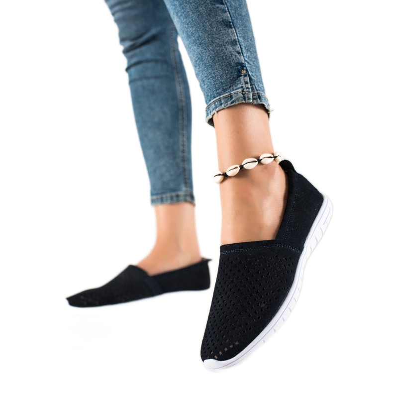 DK Durchbrochene Lederslipper navy blau