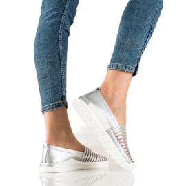 T.Sokolski Silberne Lederslipper silber-