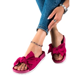 SHELOVET Modische Hausschuhe mit Schleife rosa