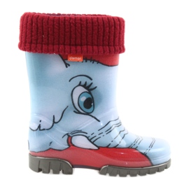 Demar Kinderstiefel, Gummistiefel mit Socke blau grau rot