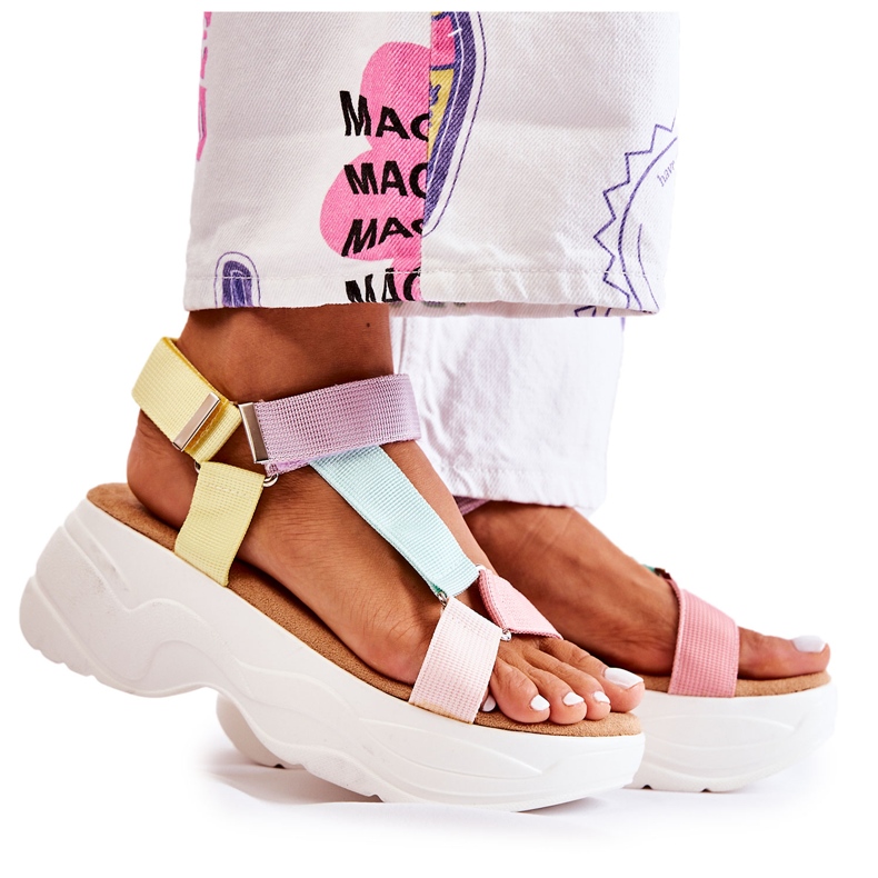 FB1 Damensandalen für den Sommer Beige-Gelb Aurela violett blau rosa
