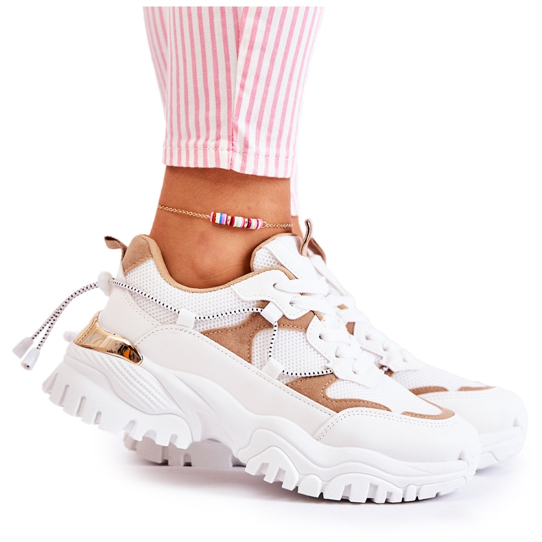 PM2 Modische Sportschuhe aus Textil Beige und Weiß Amariso