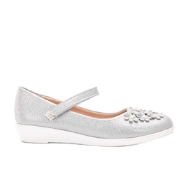 Grau glänzende Ballerinas für Kinder Alaja silber-