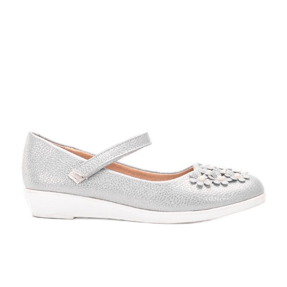 Grau glänzende Ballerinas für Kinder Alaja silber-