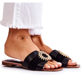 PS1 Bequeme Damenhausschuhe mit schwarzem Ginera-Ornament