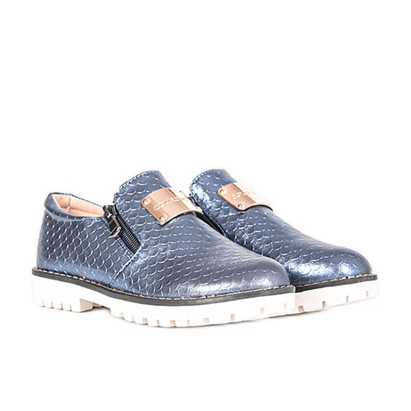 Kinder Virton blaue Metallic-Brogues