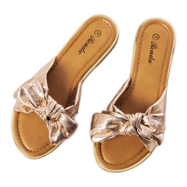 Goldene Hausschuhe mit Yoho-Schleife rosa