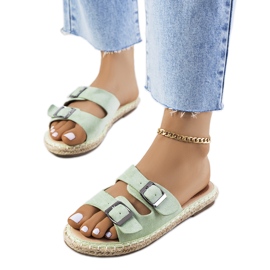 Grüne Finnan-Hausschuhe für Damen