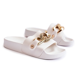 FK1 Kinder-Gummihausschuhe mit dekorativer Kette Weiß Suzie